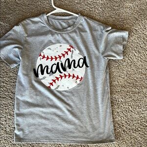 Gray Baseball Graphic Mama T-Shirt XS